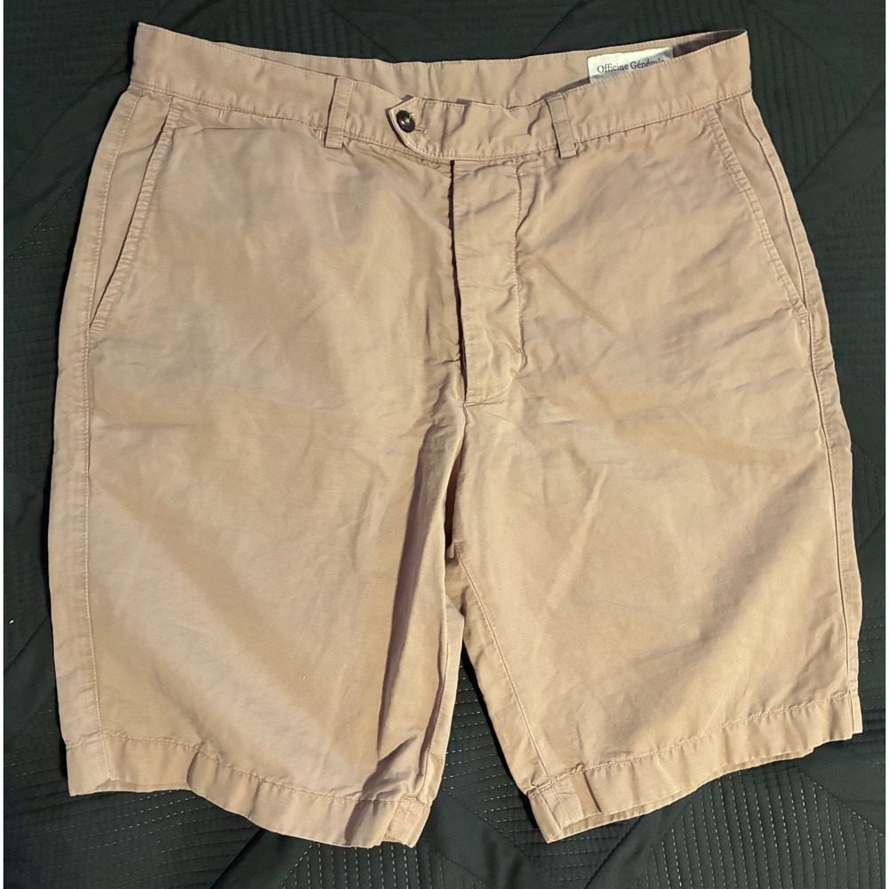 Officine Generale Julian Shorts Mens 34 Dusty Rose Cotton Linen S18MCHN362MP